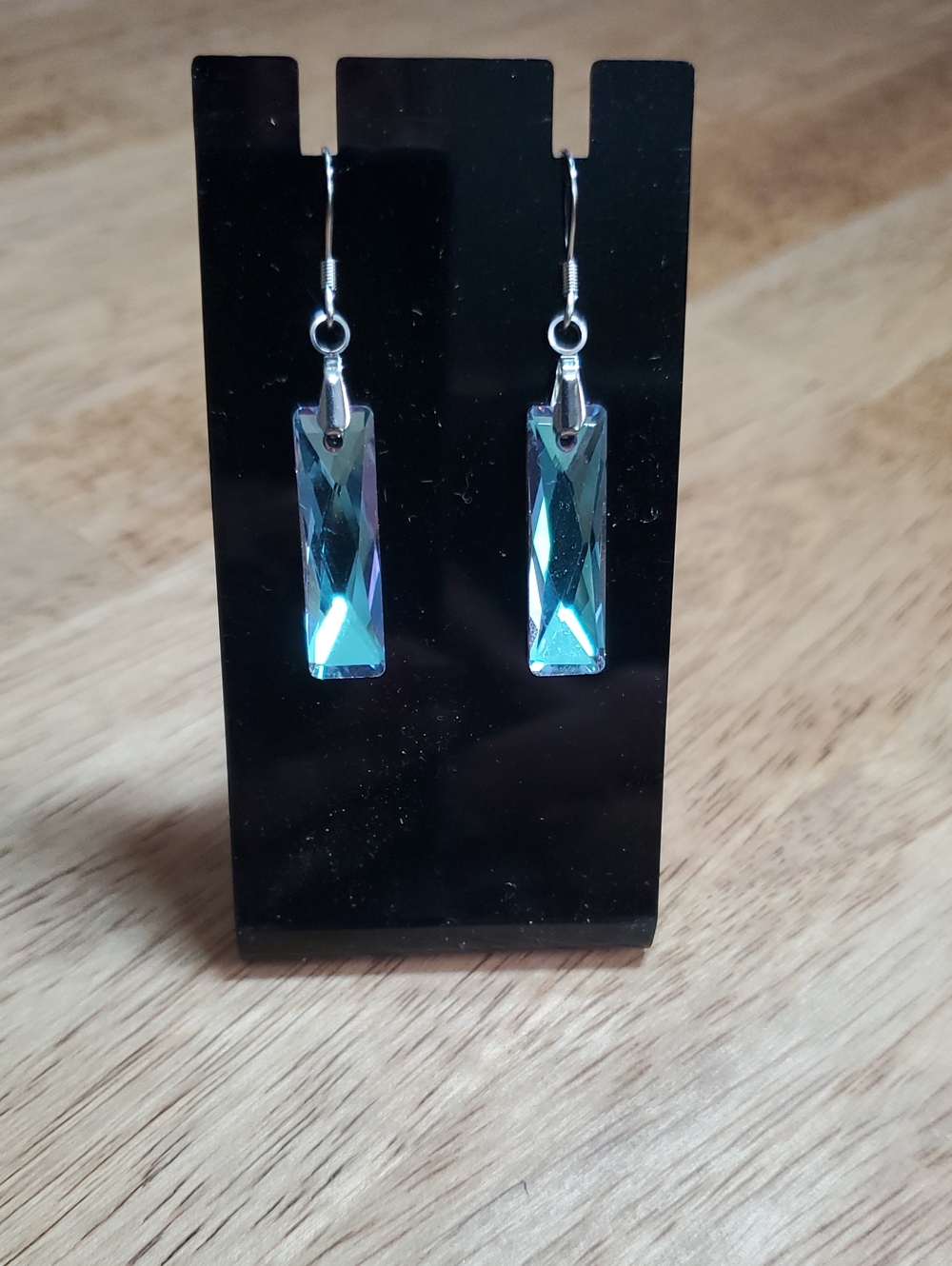 Crystal Dangle Earrings - Iridescent Blue